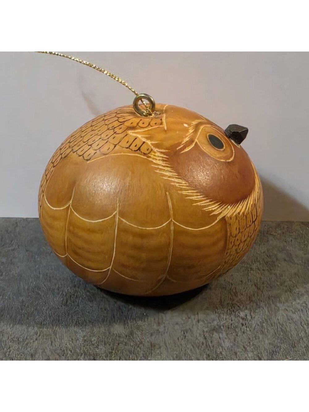 Vtg Peruvian Hand-Carved Owl Gourd Ornament – Traditional Mate Burilado Folk Art - Picture 9 of 12